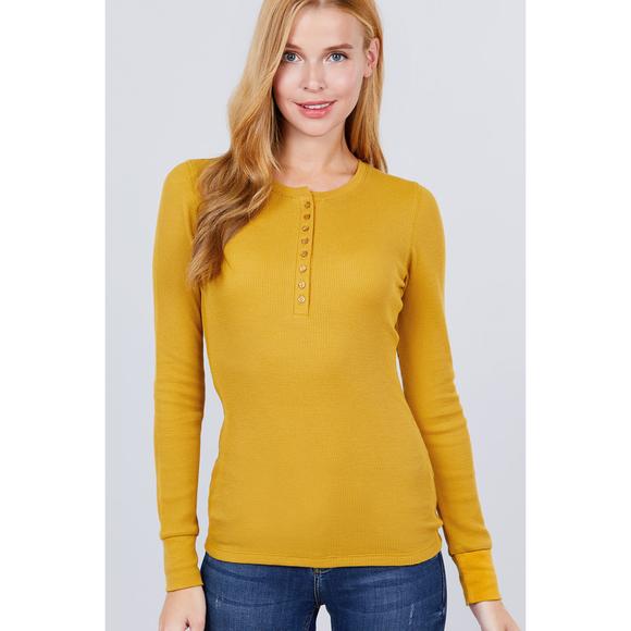 Rachell`s Boutique Tops - Long Slv Henley Thermal Top